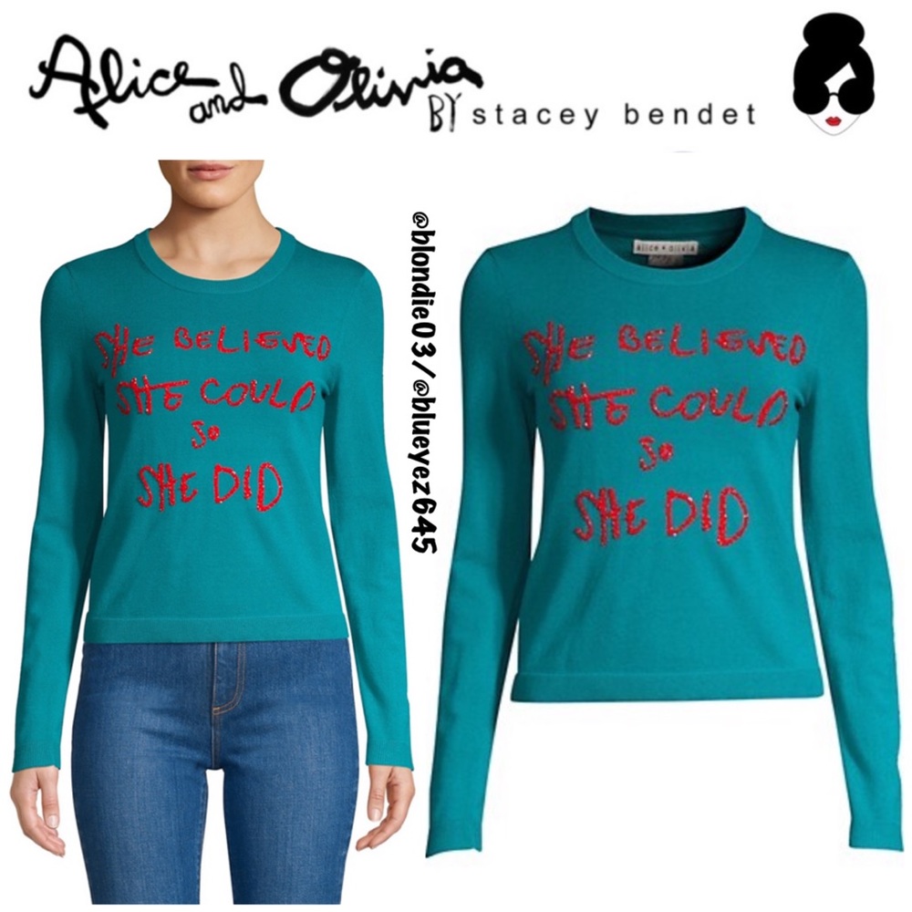 Alice + Olivia Connie Embellished sweater XS